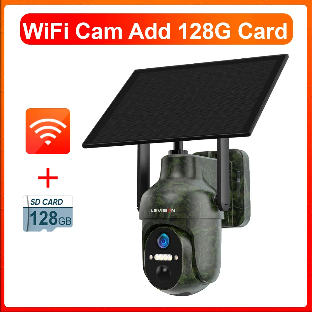 LS VISION 4MP 4G LTE Solar Trail Camera Wildlife Camera Wireless Outdoor Surveillance Cameras PIR Detection Auto Tracking UBOX