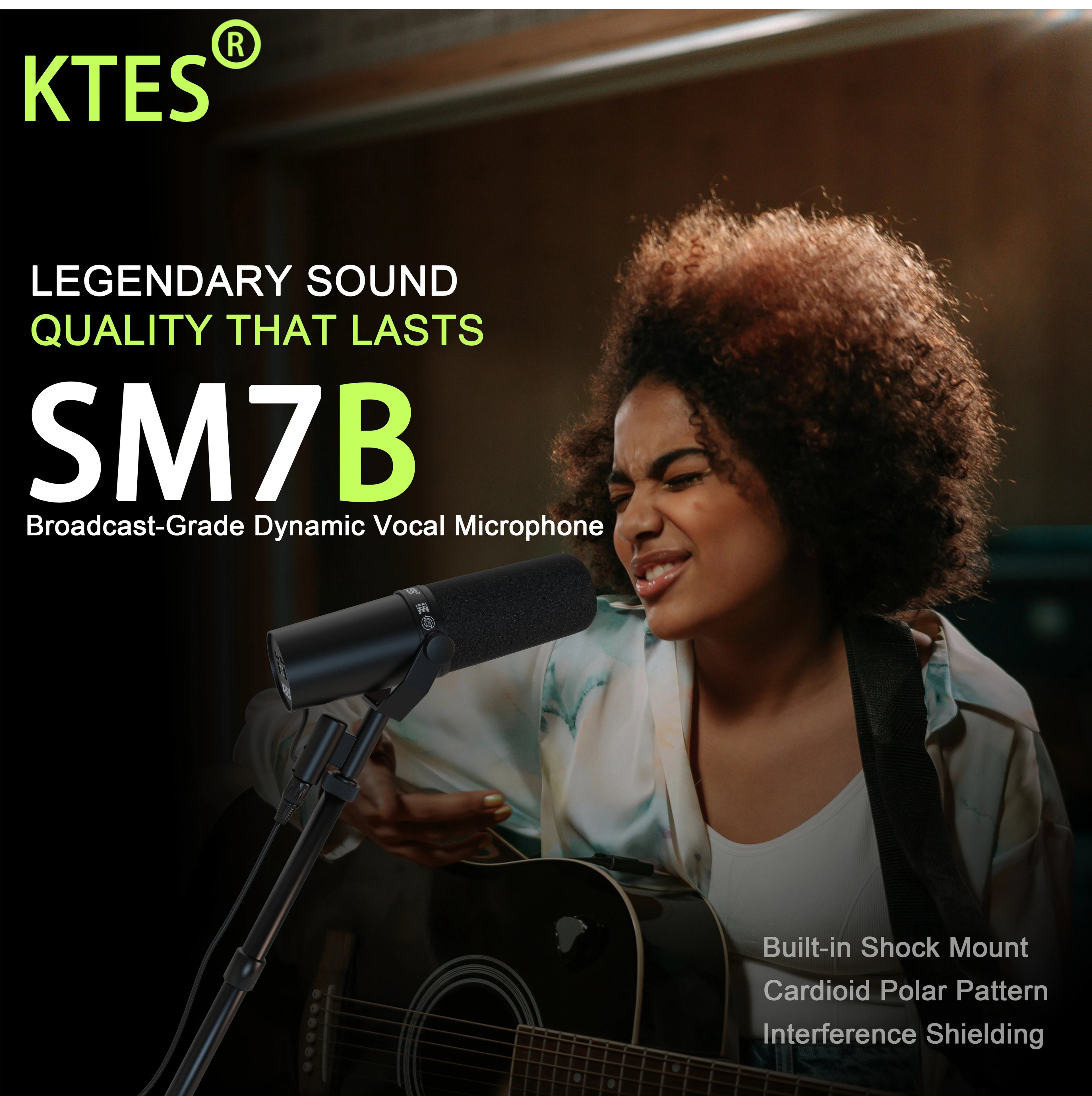 SM7B Cardioid Dynamic Microphone Sm7b 7B Studio Selectable Frequency Response Microphone for Live Stage Recording Podcasting