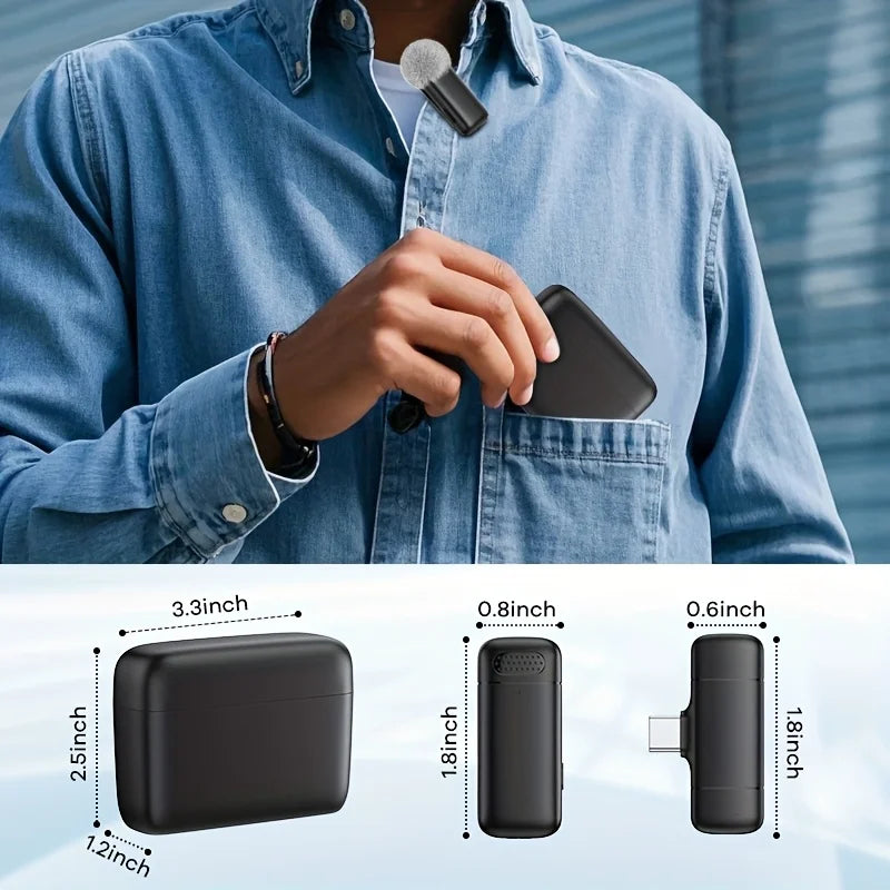 Wireless  Microphone Lavalier with Charging Case Windproof Fleece Suitable for Phones Laptop Devices with Noise canceling MIC