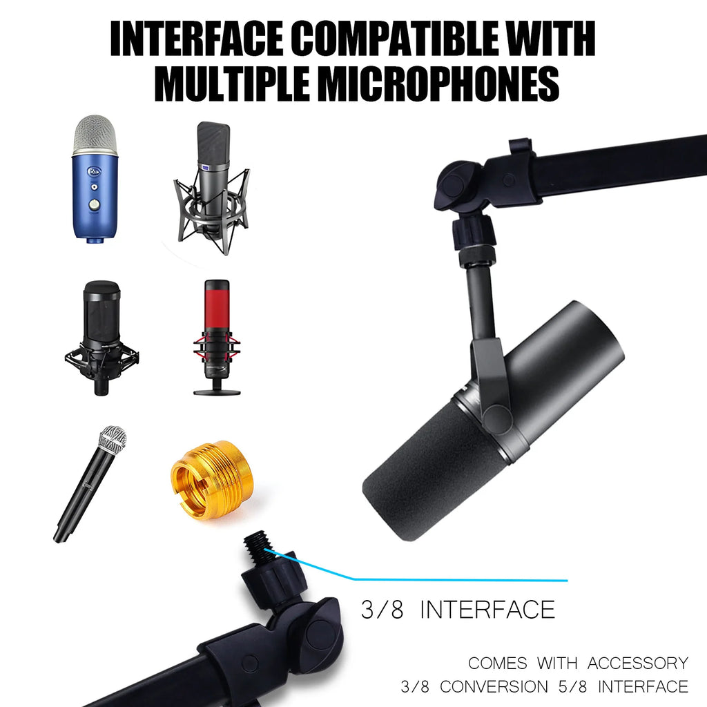 Microphone spring-free microphone cantilever stand live broadcast stand with built-in cable management clip desktop stand
