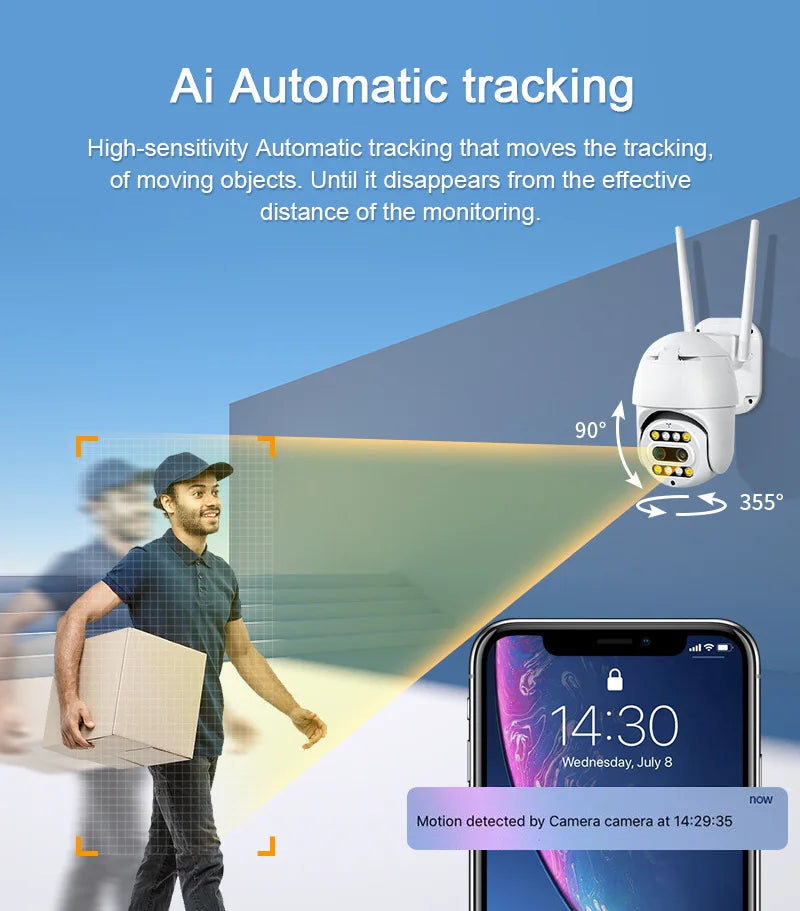 2022 New Arrival 10X Zoom Carecam Pro Dual Lens Night Vision Outdoor Wireless Security WiFi CCTV PTZ IP Camera