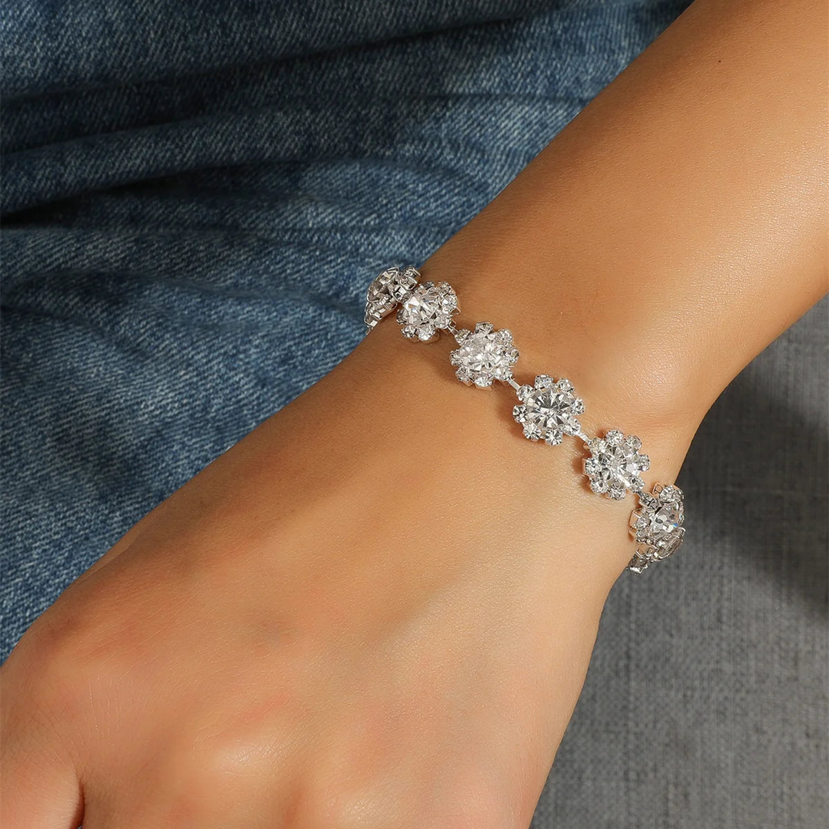 Wedding Bridal Jewelry 1-10 Row Cuff CZ Rhinestone Crystal Stretch Strand Bracelet Bangle Dropshipping