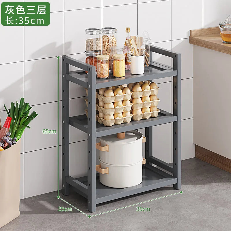 Kitchen Storage Ra Countertop Cabinet Multi-layer Partition elf Spice Microwave Pot Storage Organizer Bamboo Material