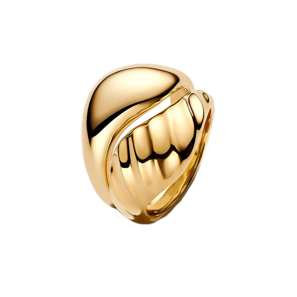 European and American Fashion 925 Sterling Silver Ripple Twisted Double Ring&Unlimited&Wide Face French Ring Couple Style Jewelr