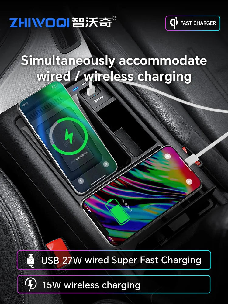 For Audi A4 A4L A5 S4 S5 B9 Car Wireless Charger Fast Charging Mobile Phone Charging Holder Accessories 2017-2022