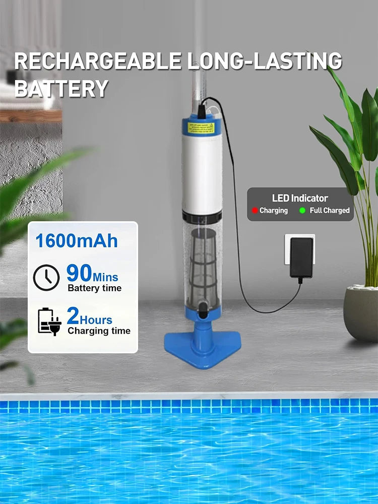 3 in 1 Cordless Rechargeable Pool Vacuum Cleaner Handheld Pool Cleaner Suitable For Spa Center Bathtub Sand Debris