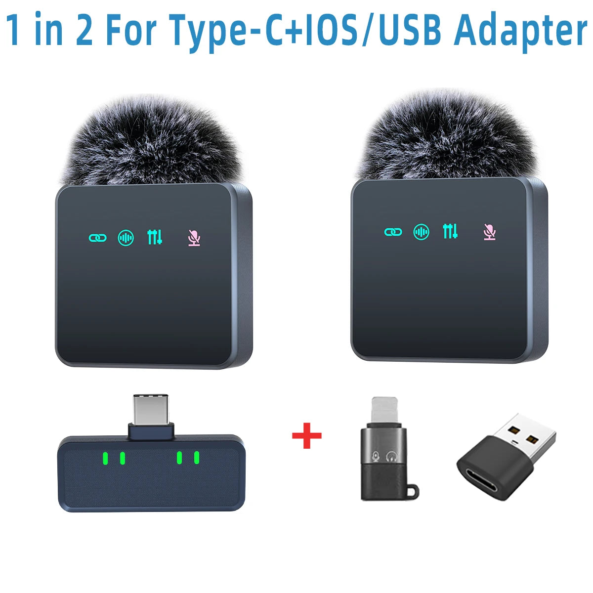 1 In 4 Pink Noise Canceling Lavalier Microphone With Windproof Cap Wireless Mute Function For Cell Phone Portable Audio Video