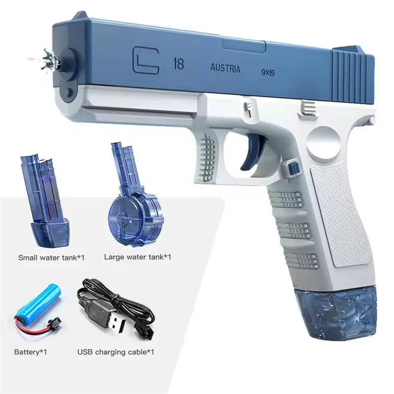 Electric Water Gun With Two Water Tank Automatic High-Power Water Blaster For Child Outdoor Games Summer Water Spray Gun Toys