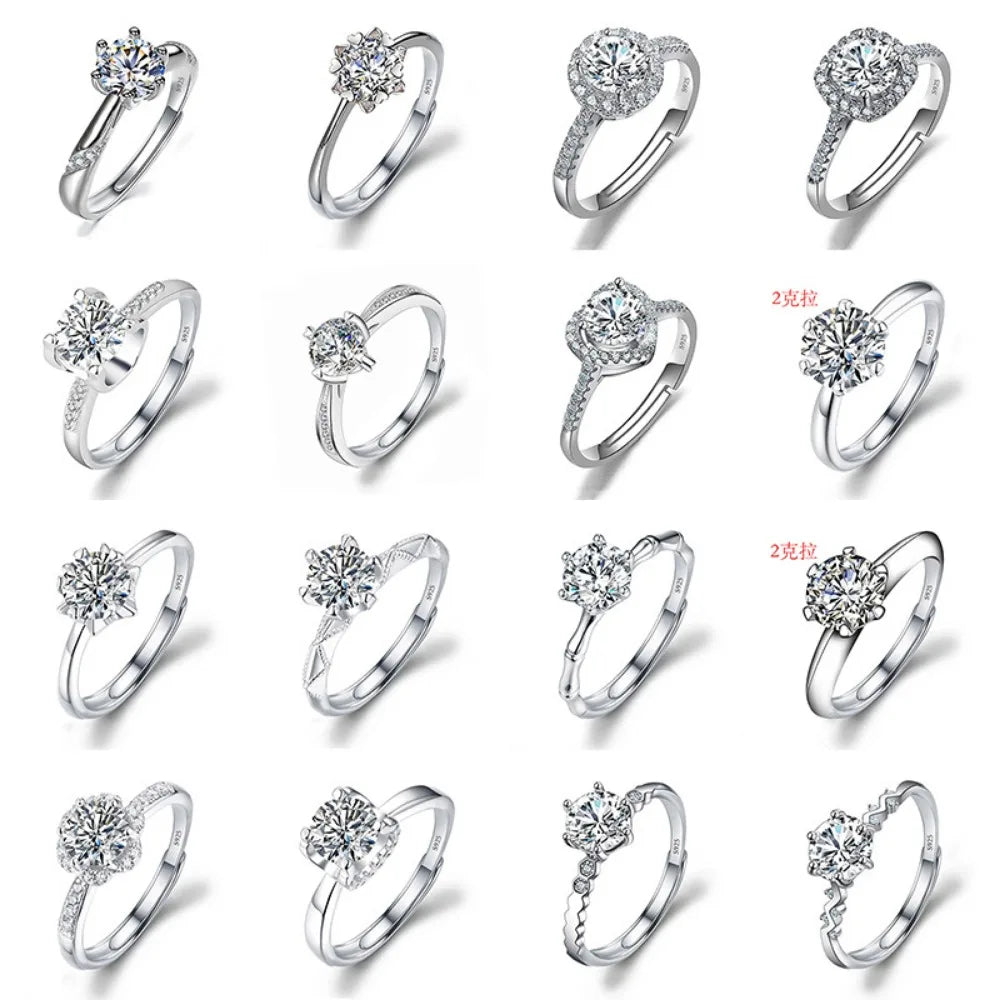 Never Fade Luxury Classic 18K White Gold Color Ring Solitaire 2 Carat Zirconia Diamant Wedding Band Women Jewelry Accessories