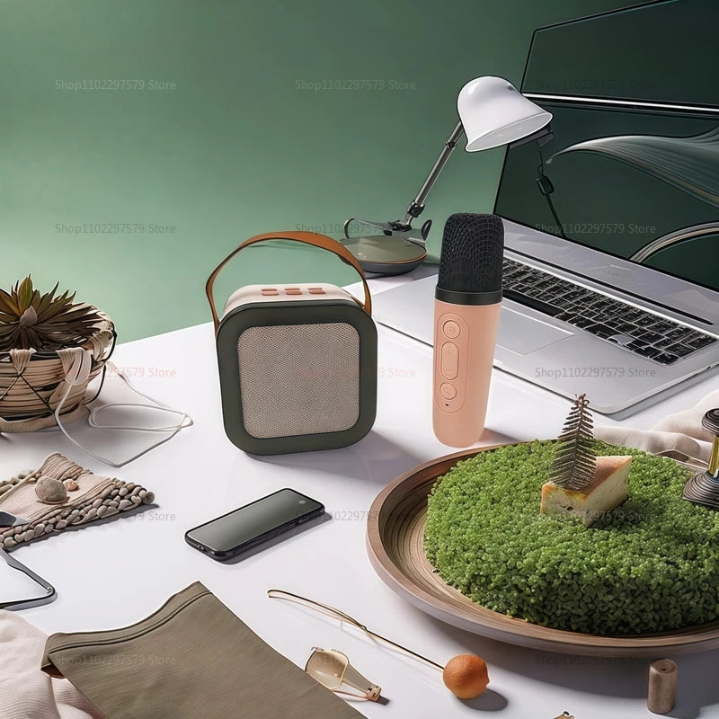 K12 Karaoke Microphone Set with 2 Wireless Microphones Bluetooth 5.3 PA Speaker for Kids Home KTV Singing Party Gift