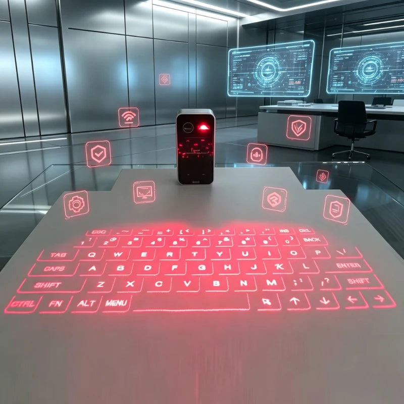 New F1 Virtual Laser Projection Keyboard Wireless Bluetooth Voice Broadcast Speaker Mouse 3 in 1 Rechargeable Portable Keyboard