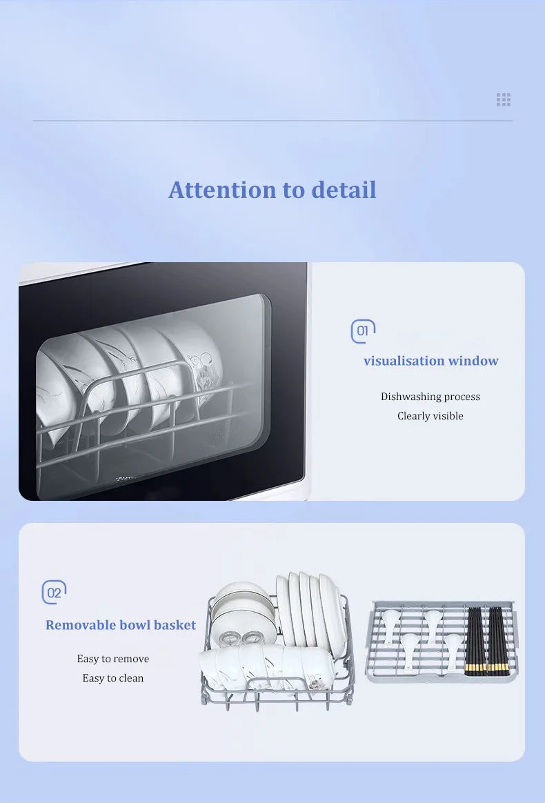 Portable Dishwasher Mini Countertop Dish Washer Machine Household Drawer Fully Automatic Kitchen Dishwasher Manufacturer