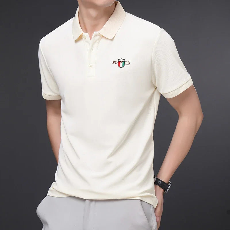 Men's Summer Embroidered Casual Fashion Short Sleeve POLO Shirt Comfortable Top