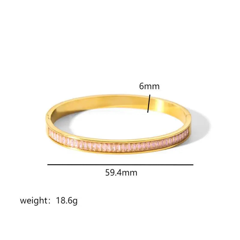 Luxury Jewelry Accessories Non Tarnish Elegant Cubic Zirconia Star 18K Gold Plated Stainless Steel Bangle Bracelet for Women