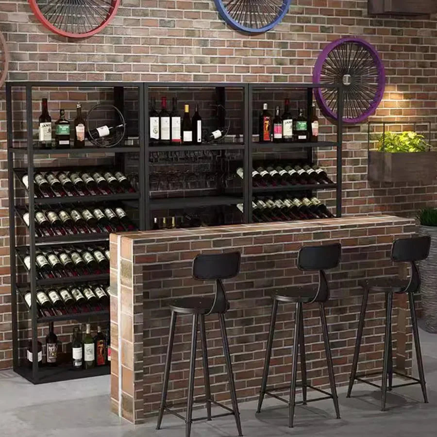 Kitchen Industrial Bar Cabinet Houses Wedding Iron Stackable Handmade Design Display Wine Rack Column Armadietto Cube Furniture