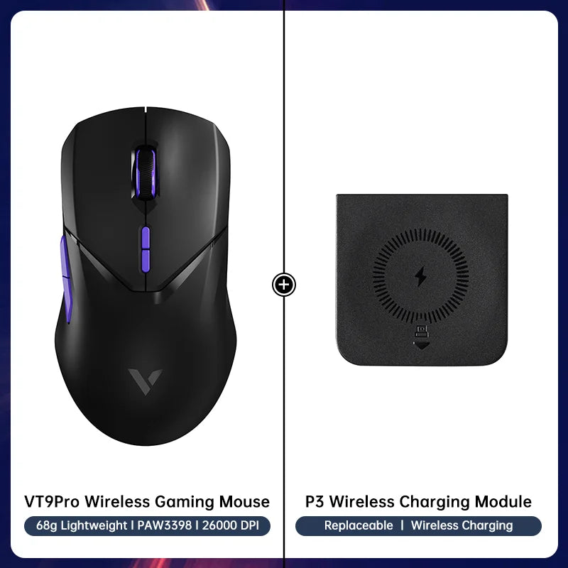 Rapoo VT9PRO/VT9Air 4K Wireless Gaming Mouse Superlight 26000DPI 4KHz Polling Rate 0.25ms Response Time 180H BatteryLife PAW3398