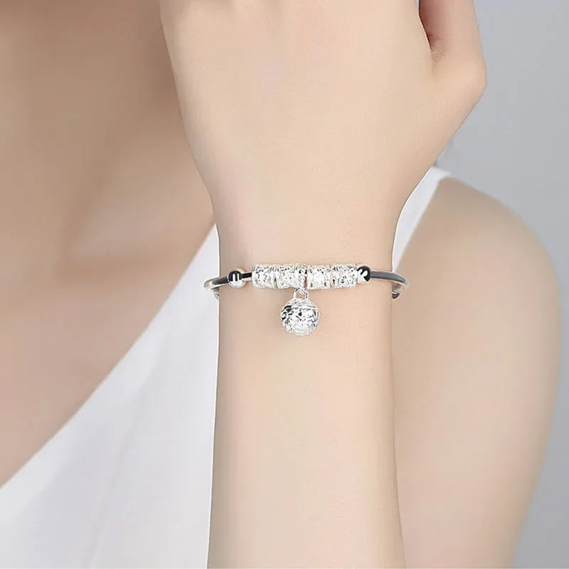 925 Sterling Silver Bracelets Woman Dreamcatcher Tassel Feather Round Bead Adjustable Charm Bracelet for Women Party Jewelry