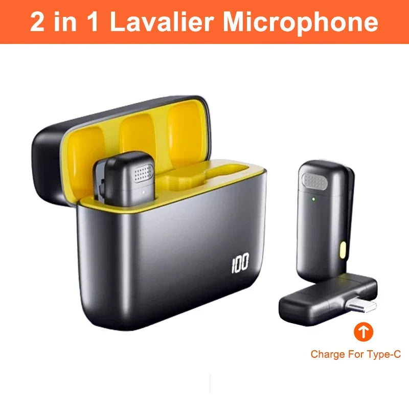 Wireless Lavalier Microphone Mini Portable Noise Reduction Video Recording Microphone for IPhone Android with Charging Box