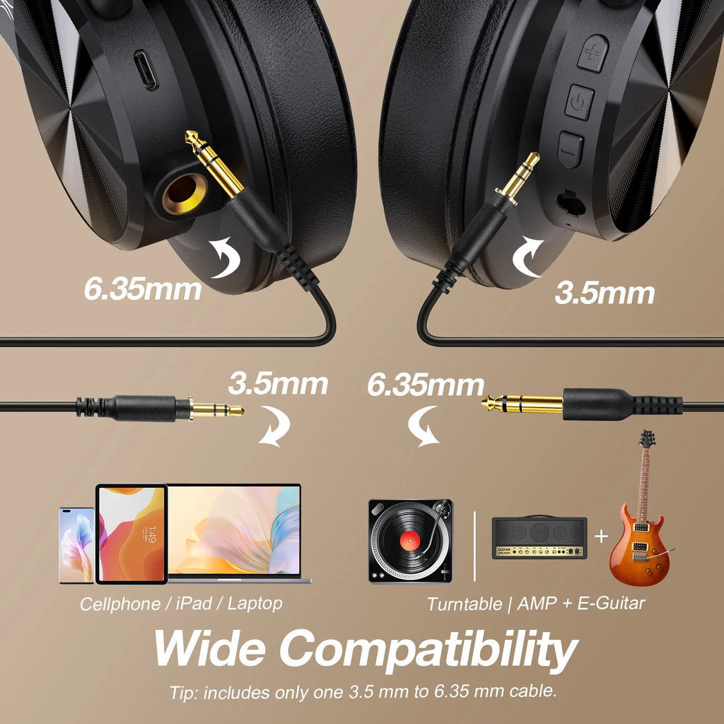 Oneodio Fusion A70 Bluetooth Headphones Hi-Res Audio Over Ear Wireless Headset Professional Studio Monitor DJ HiFi Headphones