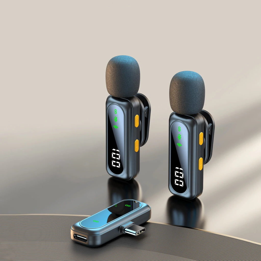 J21 Wireless Lavalier Lapel Microphone Audio Video Recording Mini Mic for iPhone Android Mic Portable Noise Reduction Vlog  Live