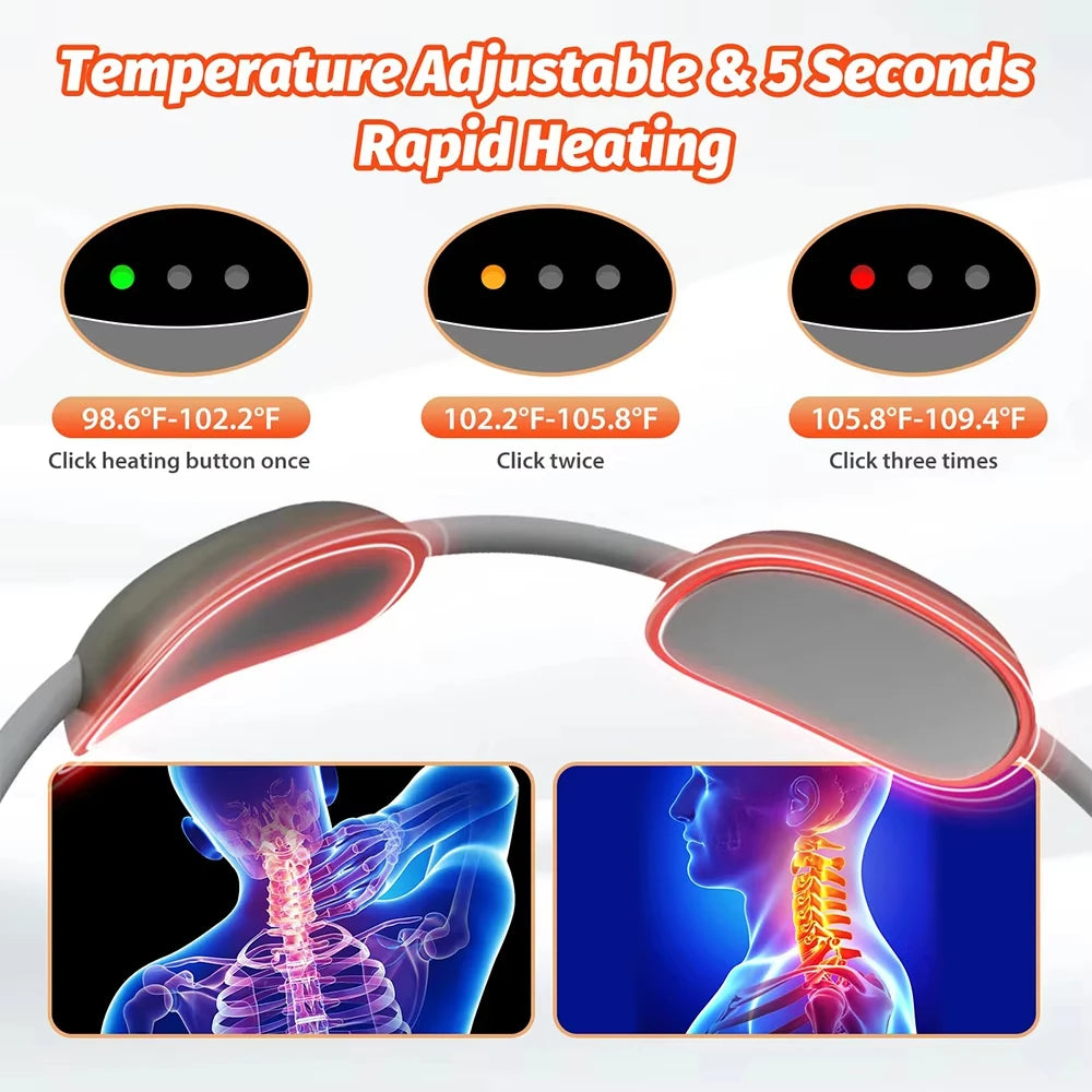 Mini Portable Neck Massager Rechargeable Hot Compress Pulse Muscle Stimulator for Cervical Spine Pain Relief Home Office