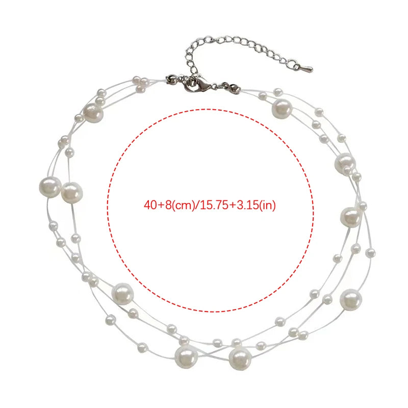 French Style Light Luxury Elegant Niche Design Pearl Multi-layer Pendant Necklace Fashion Women Sweet Jewelry Accessories Gift