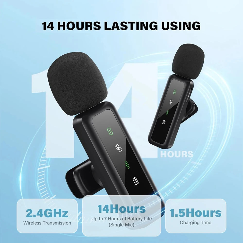 Lavalier Microphone Audio Video Recording 2.4G Wireless Mini Microphone for iPhone Android Phone for Live Broadcast Game Mic