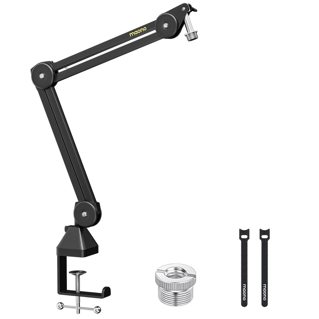 MAONO Microphone Boom Arm:Heavy Duty Adjustable Metal Suspension Mic Stand,Upgraded Desk Clamp,3/8" to 5/8" Screw Adapter,BA37