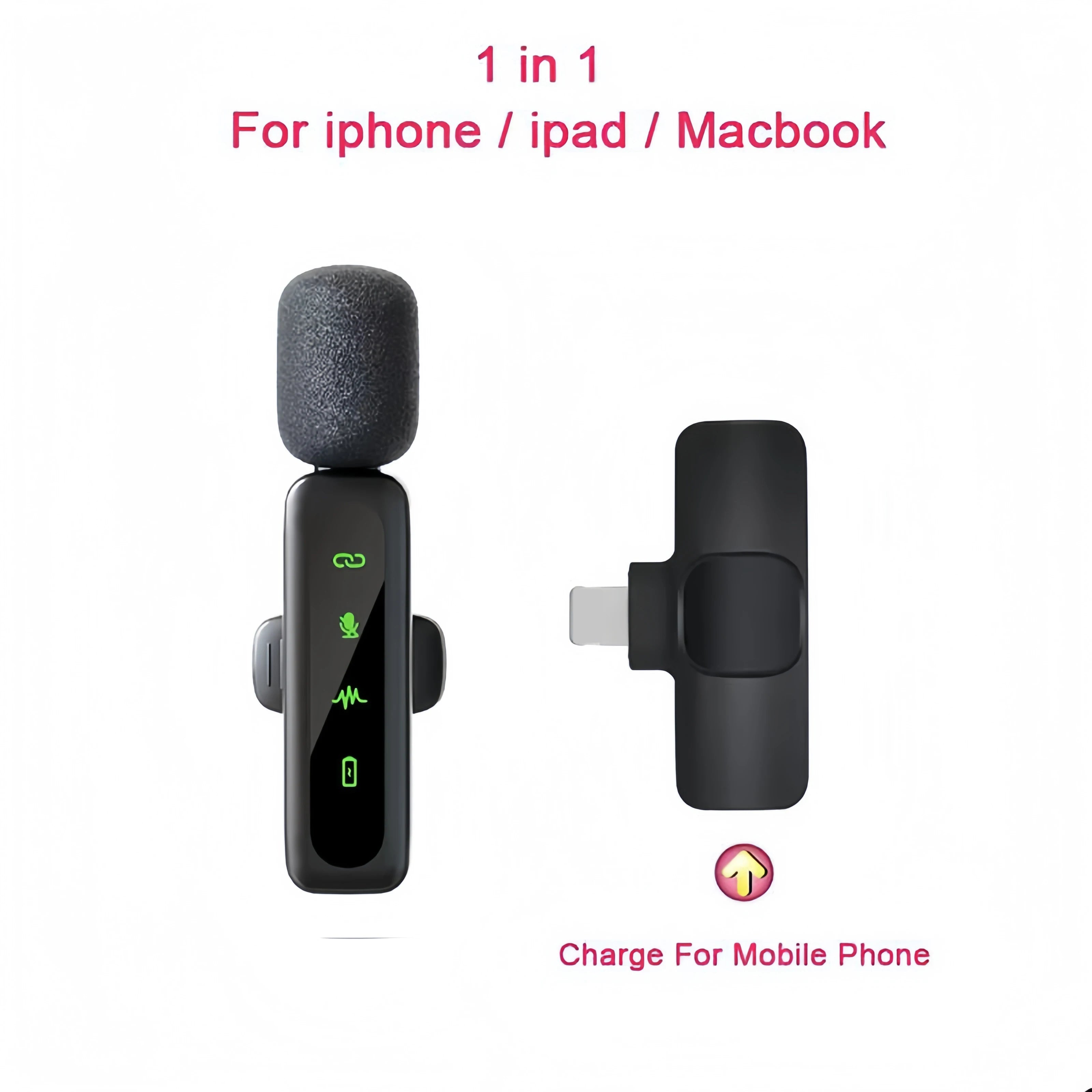 Lavalier Microphone Audio Video Recording 2.4G Wireless Mini Microphone for iPhone Android Phone for Live Broadcast Game Mic