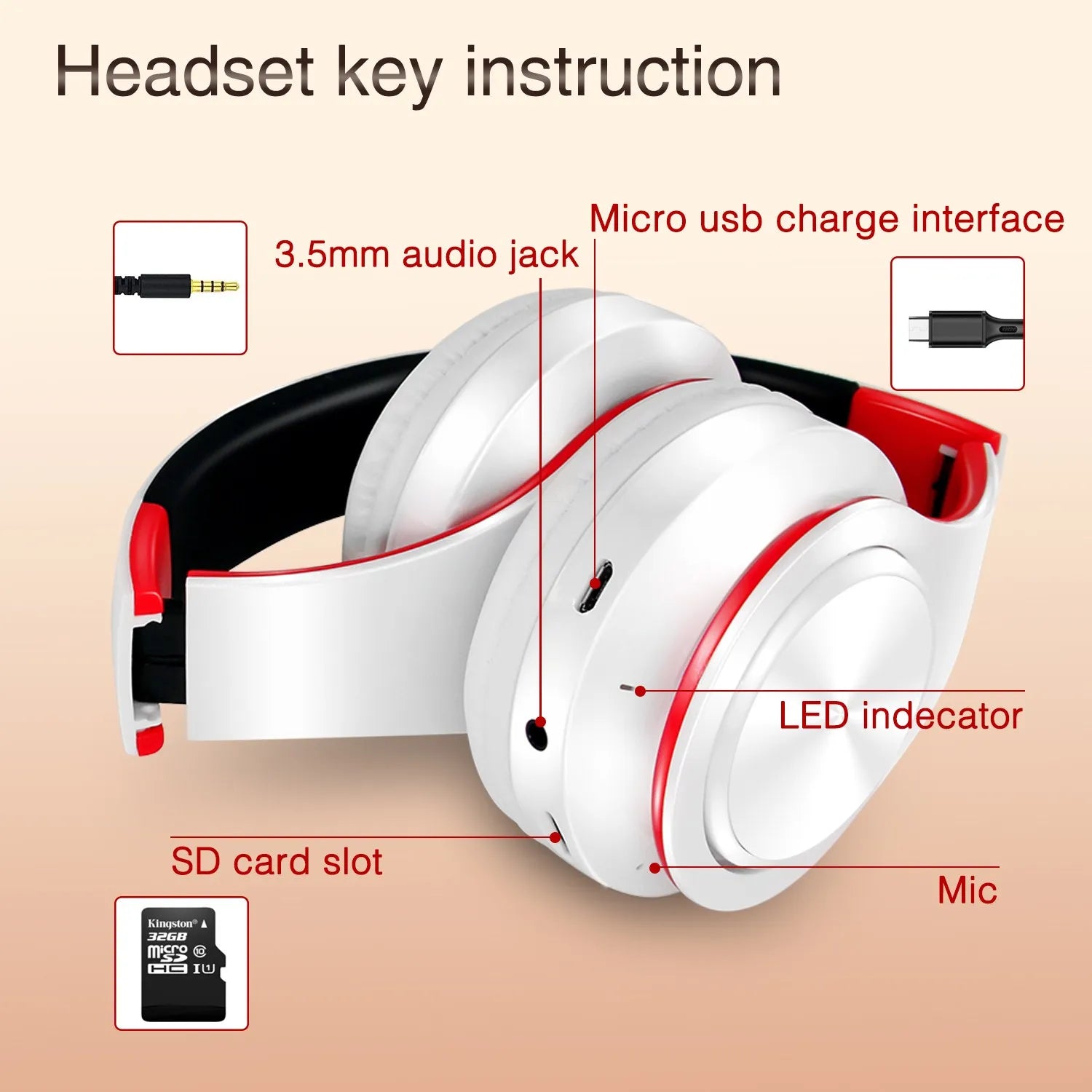 Best Headphones Wireless  Earphones with Microphone Digital Stereo Bluetooth Headset Card MP3 Player FM Radio Music for All