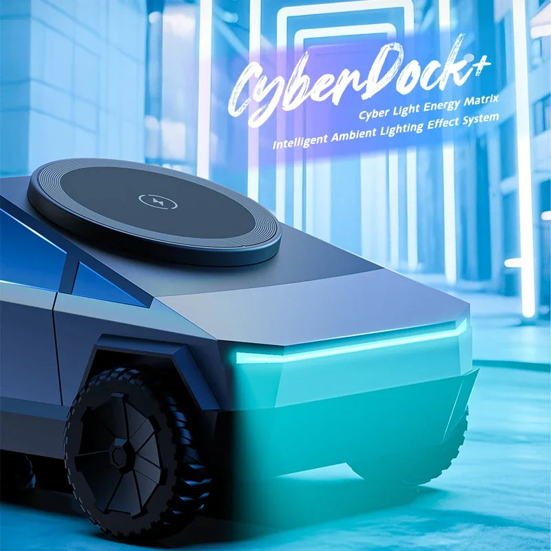 Cybertruck Desktop Qi2 Charger Multifunctional 3-in-1 Wireless Charger for IPhone (15W),Iwatch (5W), Airpods (2.5W) Charging