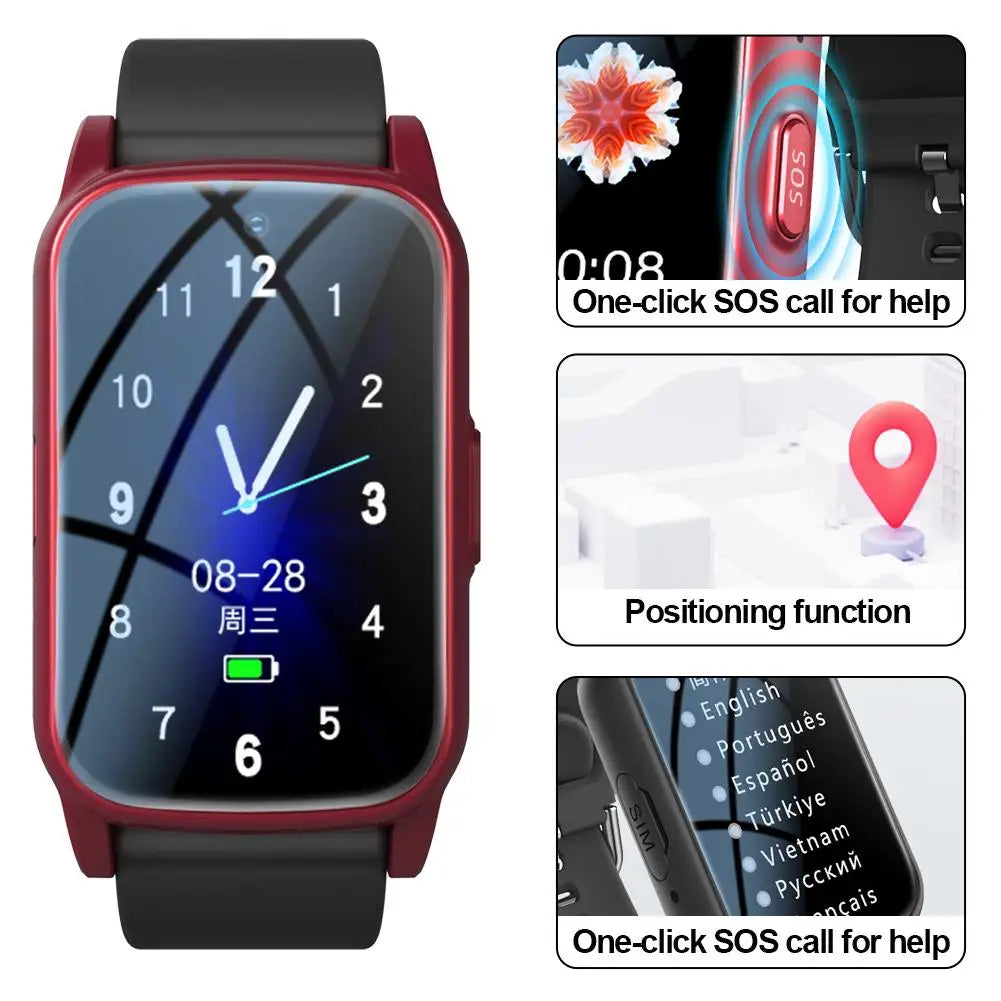 Elderly Smart Watch With Card Insertion, One-click SOS Call for Help, GPS Anti-lost Positioning Bracelet, IP67 Waterproof