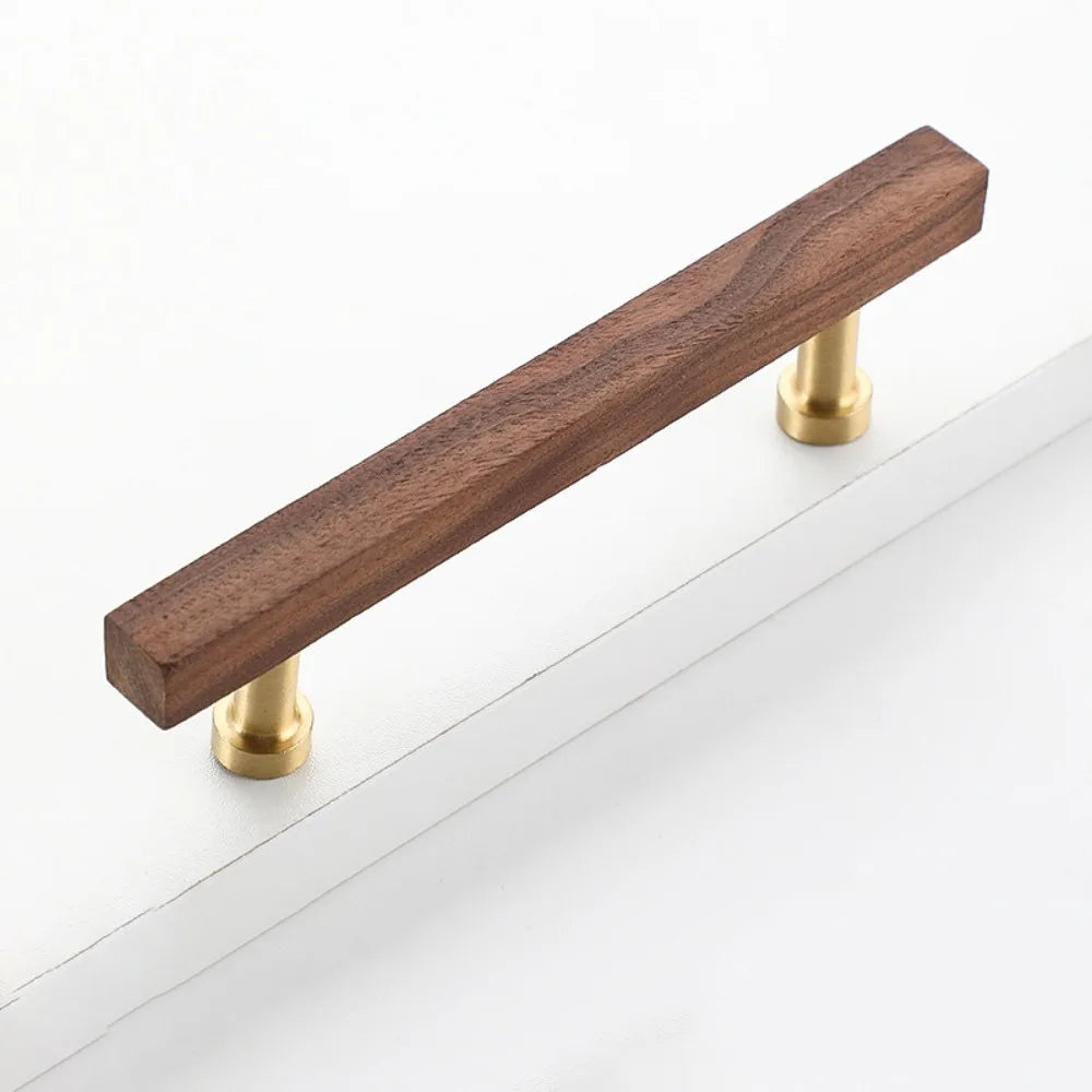 Light Luxury Walnut Wood Wood Cabinet Handles Beech Wood Modern Drawer Pulls Minimalist Luxury Design Cabinet Pulls Kitchen