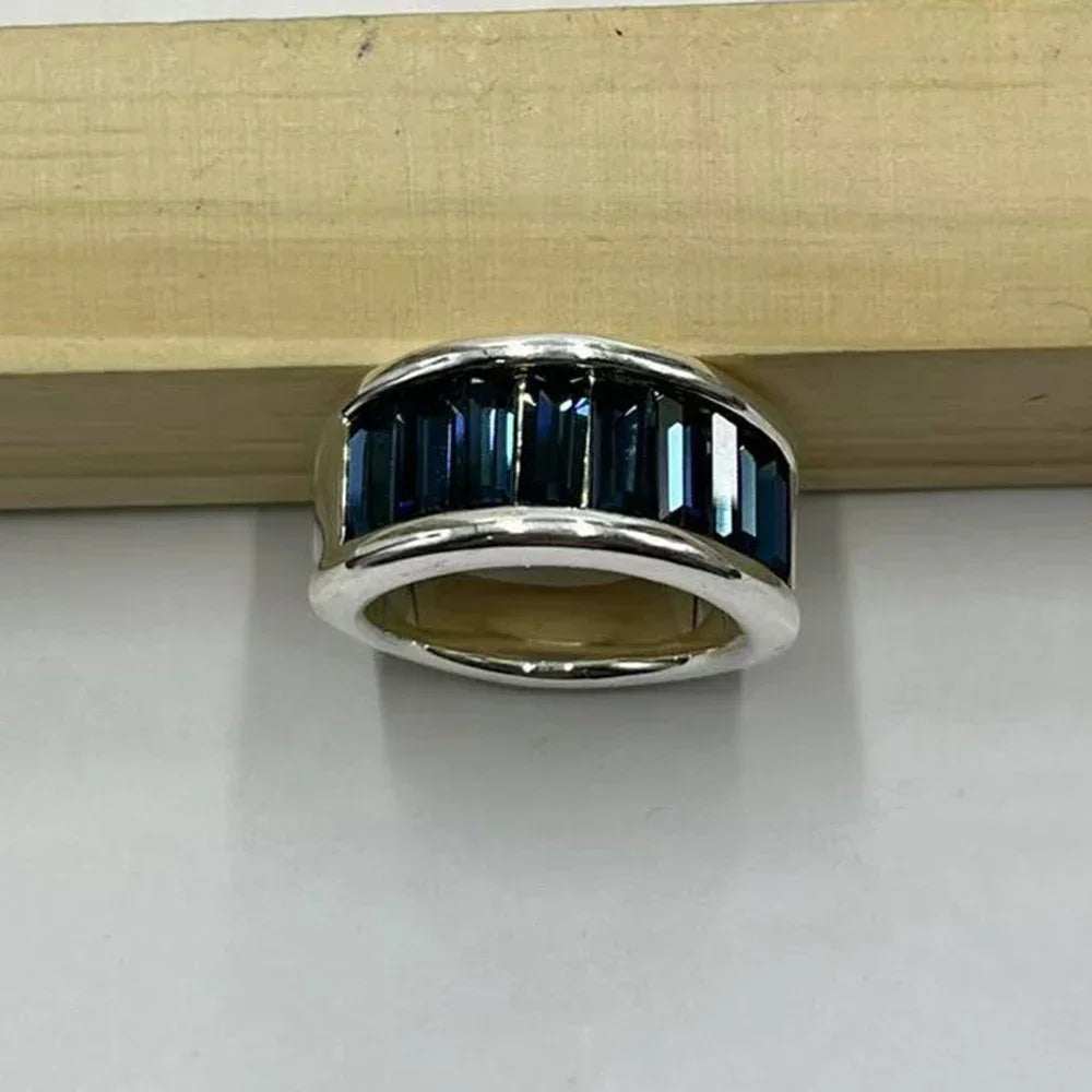 New Best-selling Fashion Blue Crystal Couple Ring for Summer 2025, As A Holiday Gift for Girls