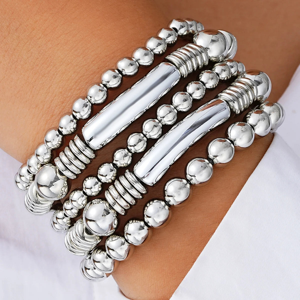 Fashion Simple Bead Bracelet Set For Women Vintage Minimalist Elegant Exquisite Round Bracelets Vacation Date Daily Wear Jewelry