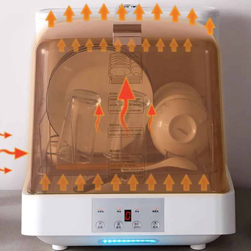 See-through Dishwasher Countertop Home Portable Smart Industrial Automatic Desktop High Temperature Modern Glass
