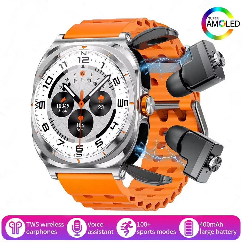 2025 New Smartwatch 2 In1 Headset Features Bt Call Health Detection, Ip67 Water Resistance, Gps Positioning, Sports Mode Watch