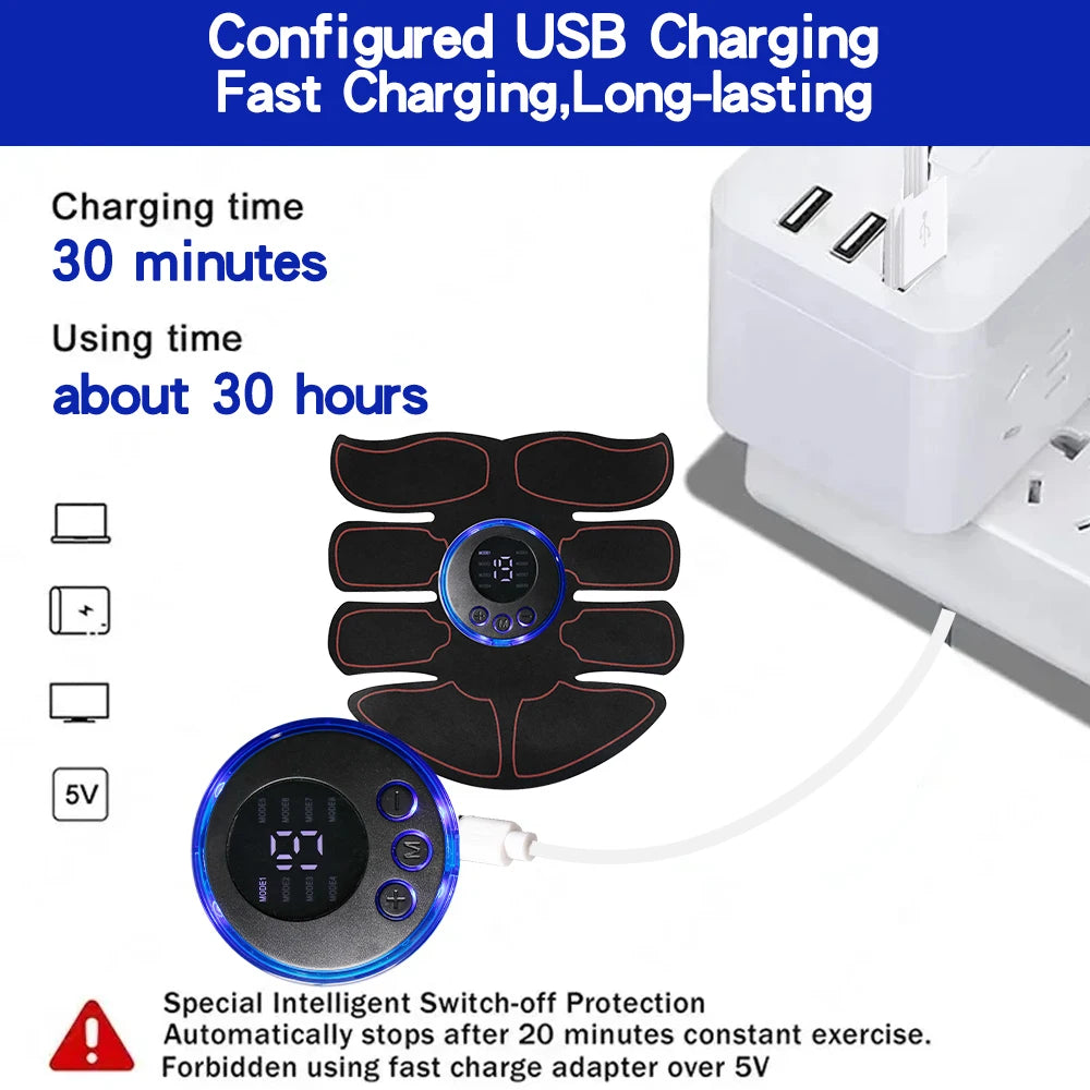 8 Modes EMS Wireless Muscle Stimulator Fitness Trainer ABS Abdominal Electric Weight Loss Body Slimming Massageador USB Charging