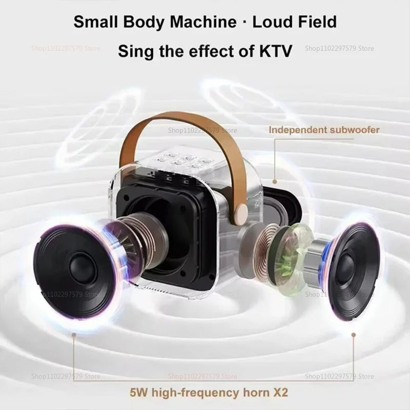 K12 Bluetooth Karaoke Machine Portable 5.3 PA Speaker System with 1-2 Wireless Microphones for Home Kids Family Party Gifts