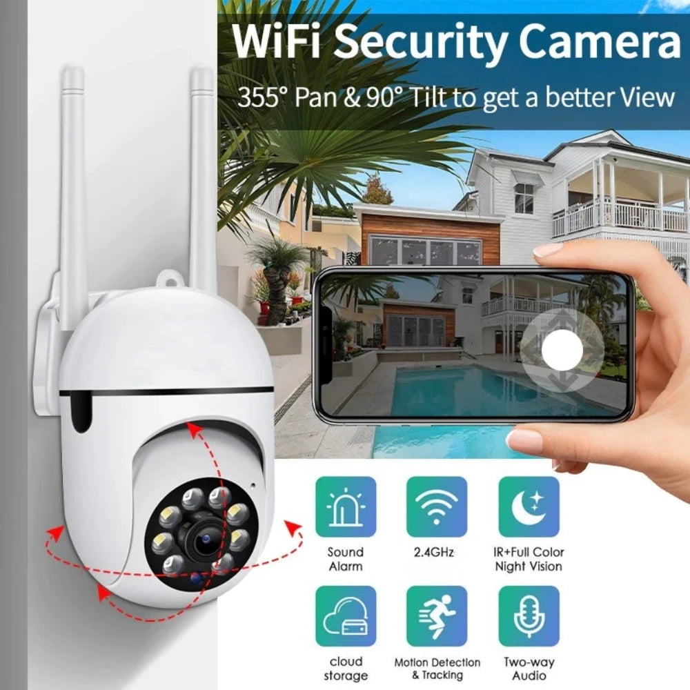 8MP Wifi Surveillance Camera Wireless Security PTZ IP Camera Color Night Vision AI Human Tracking CCTV Camera 4X Digital Zoom