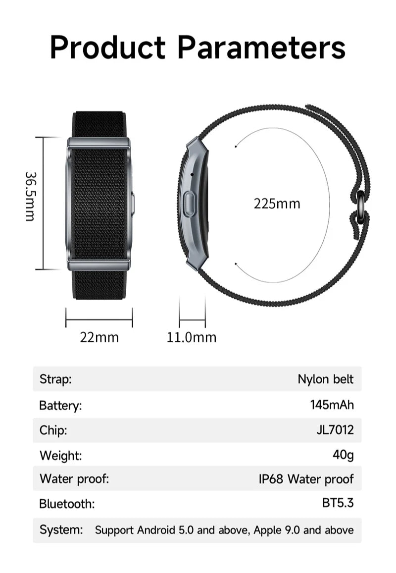 Smart Bracelet Dual PD Heart Rate Blood Oxygen Body Temperature Call Reminder Sleep Monitoring Sports Screenless Wristband 2025