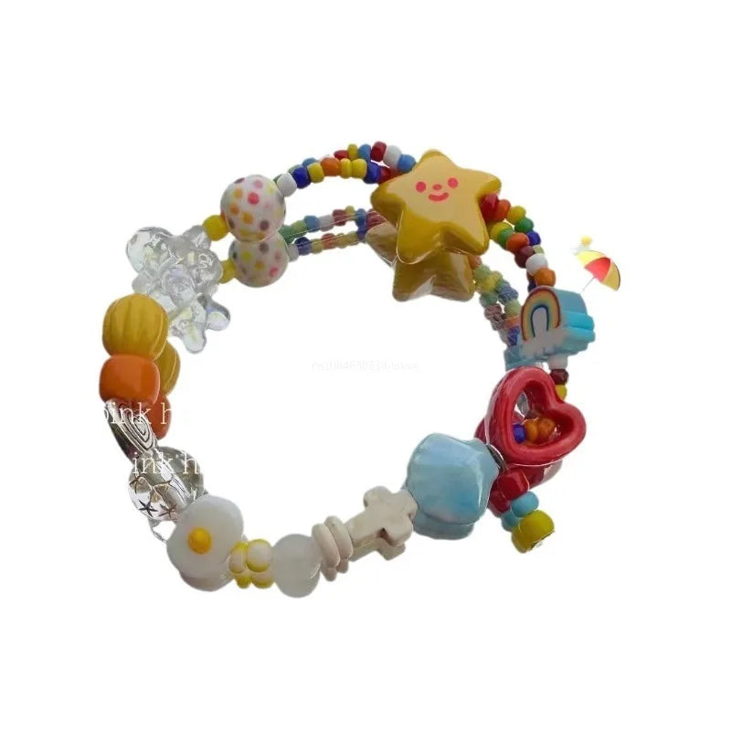 Handmade Colorful Beaded Bracelet Stretch Bracelets Fashion Bangle Elastic Cord Bracelet Statement Jewelry pulseras mujer