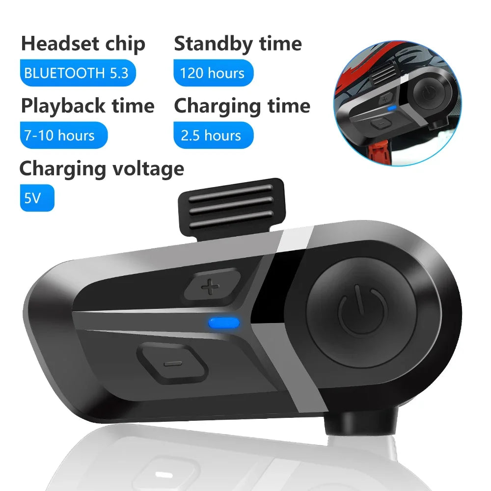 Bluetooth 5.3 wireless hands-free calling headset, motorcycle helmet music player, waterproof motorcycle helmet headset