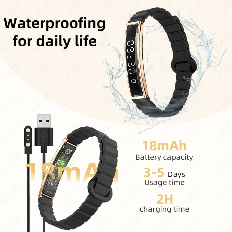 LIGE New Sports Fitness Tracker Smart Bracelet Heart Rate Sleep Monitor Pedometer Call Reminder Smartwatch Band For Men Women