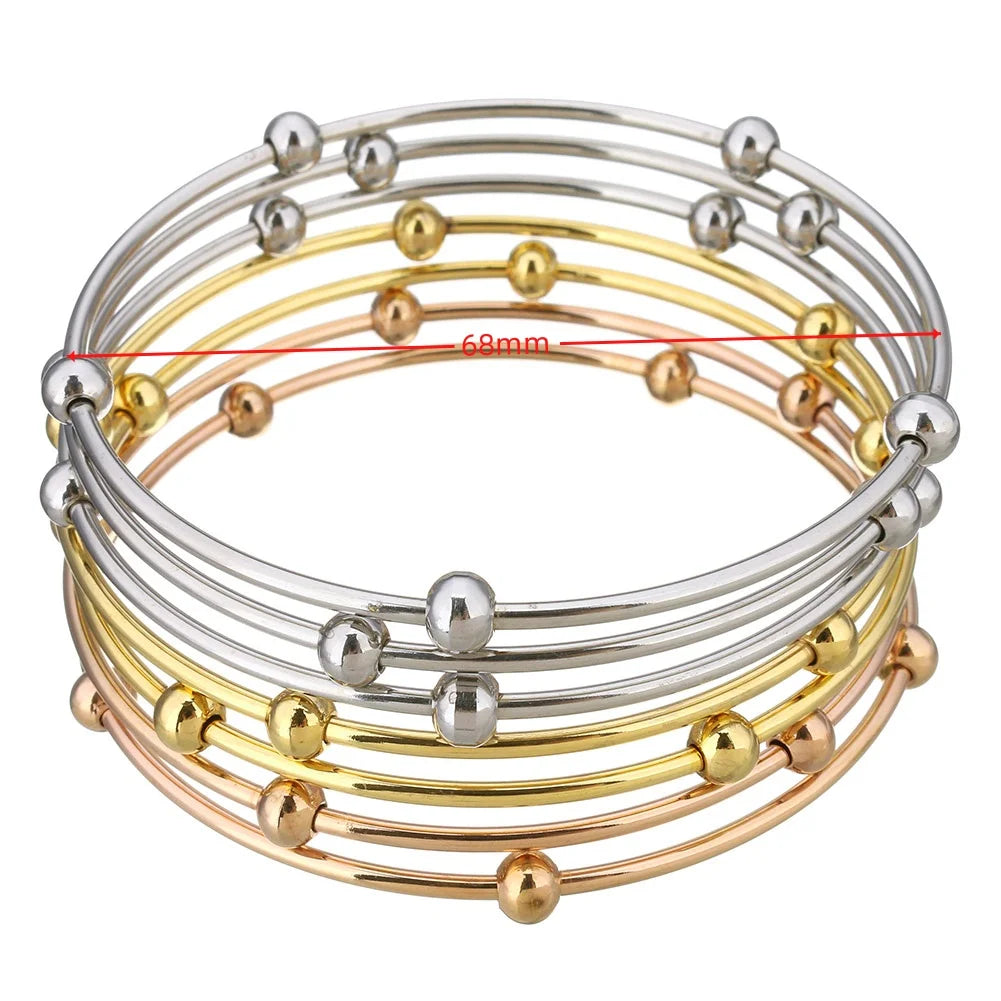 7PCs/Set New Fashion Roman style Stainless Steel Bangle gold color Lover Charm Bracelet for Women Brand Gold Wide Cuff Bangle