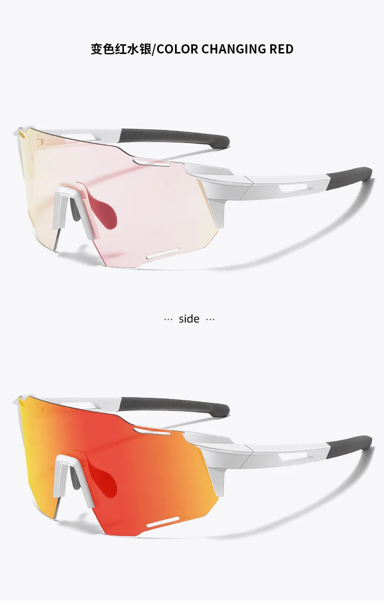 Smart color-changing riding glasses, stylish windproof cycling goggles, UV protection running and dust-proof skiing eyewear.