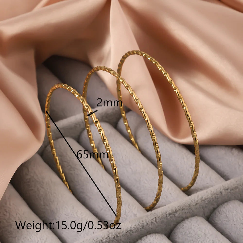 3PCS Stainless Steel Bracelet for Women, 18K Gold Plated Waterproof Wrist Bangle for Girls' Daily Jewelry Accessories Gifts