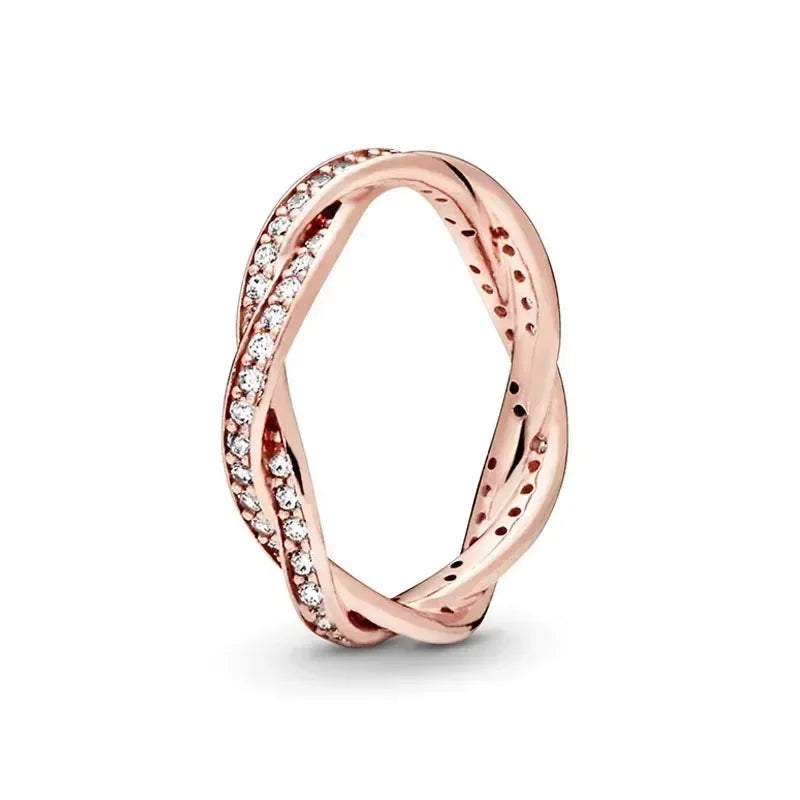 2025 New 925 Sterling Silver Sophisticated Rose Gold Radiant Crown Round Heart Ring Timeless Luxury Charm Jewelry Sweet Gifts