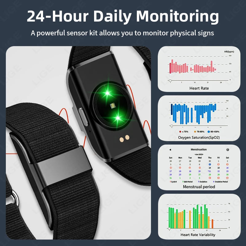 LIGE New S01 No Screen Smart Bracelet Heart RateMonitor Pedometer Waterproof Sport Fitness Tracker Men Women Electronic Bracelet