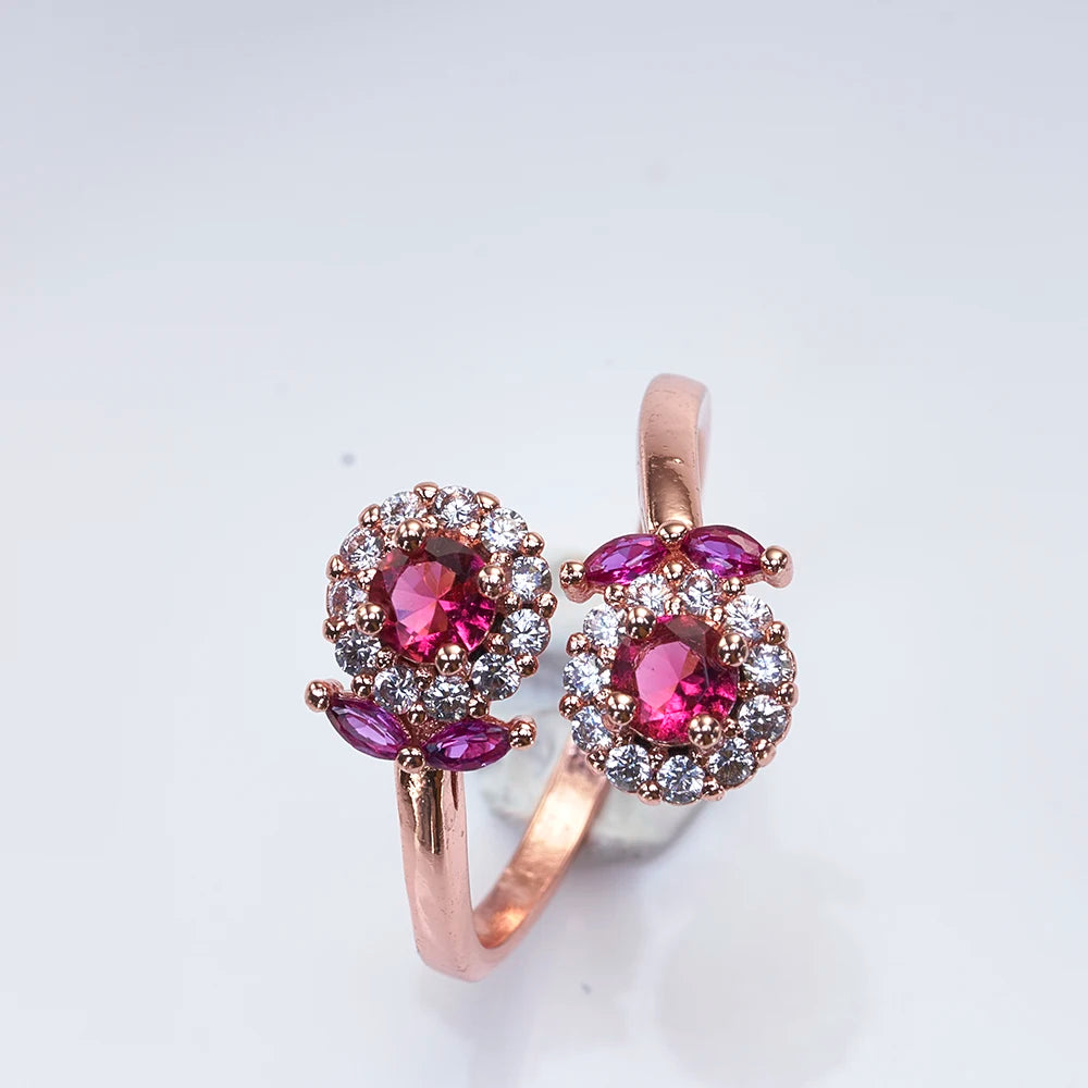 Ruby gemstone ring for charm lady silver  jewelry rose gold color female dating party fine dating jewelry gift